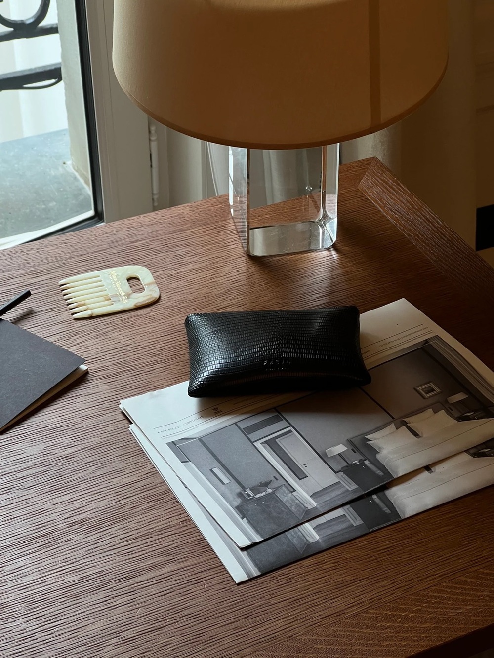 FREJA New York Black Leather Zip Pouch